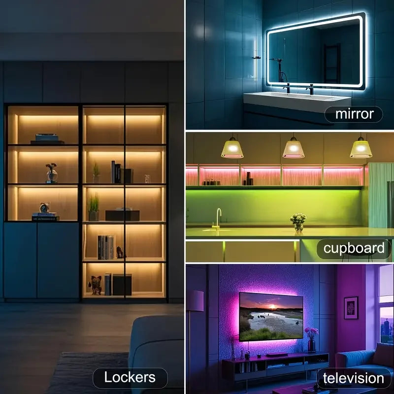RGB LED Strip Light 1-40m with Music Sync, 44-Key Remote & APP Control, 5V USB Flexible Tape for Home TV Backlight Decor